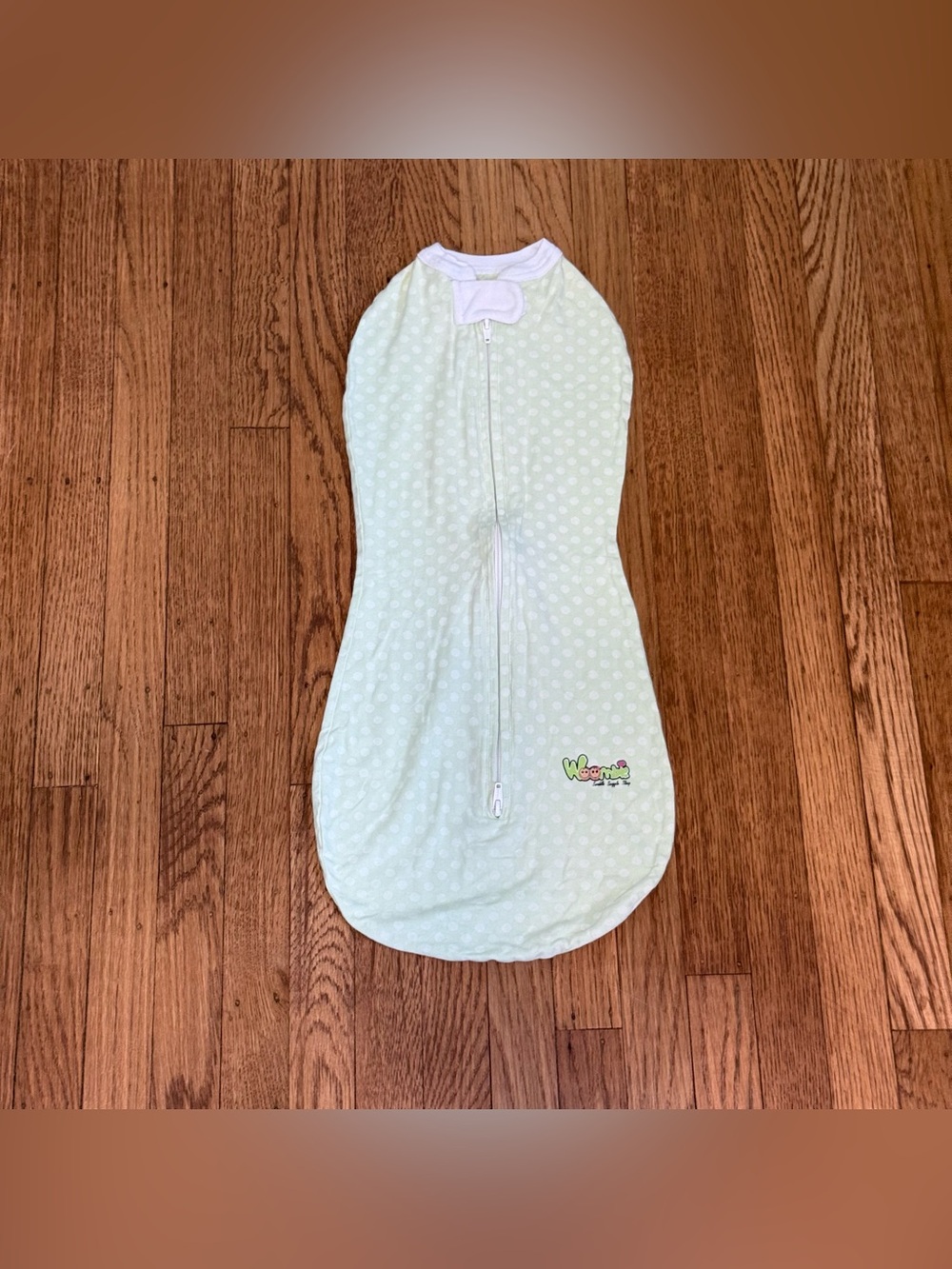 Woombie Baby Swaddle Sleep Woombie Baby Swaddle Sleep Sack Green White Polka Dot